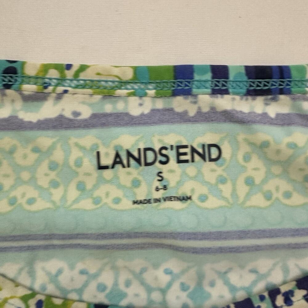 Lands End Womens Shift Dress Size S 6-8 Blue Green Floral Stripe Stretch - Picture 6 of 10